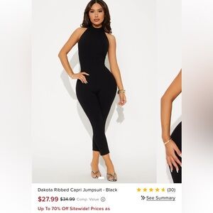 Fashion Nova Black Ribbed Jumpsuit